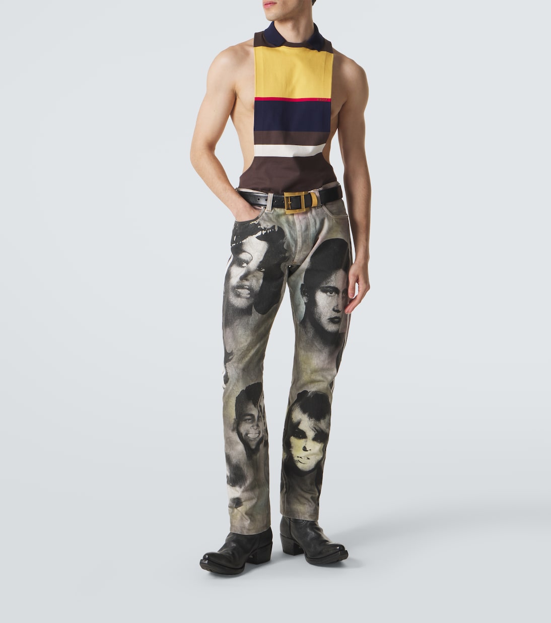 Versace - Striped cotton tank top