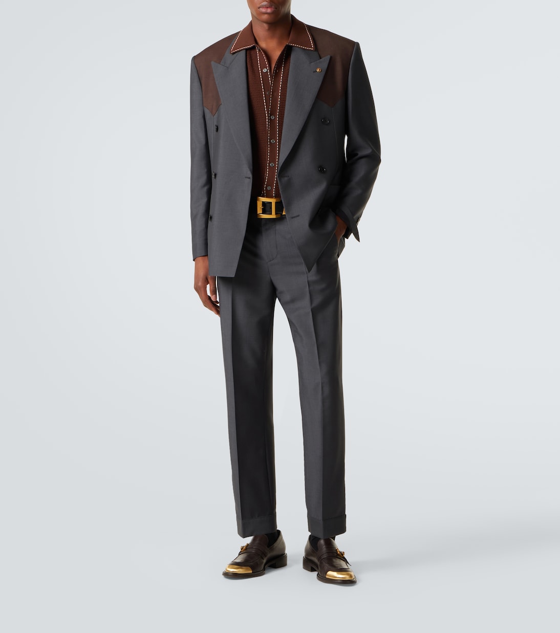 Versace - Cropped wool and mohair straight pants