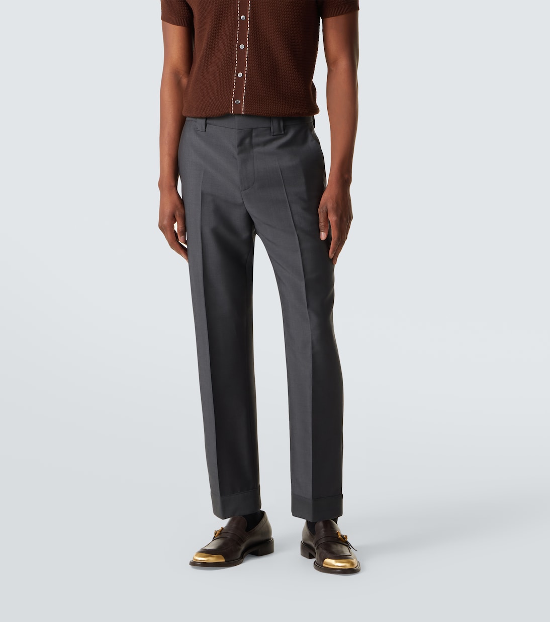 Versace - Cropped wool and mohair straight pants