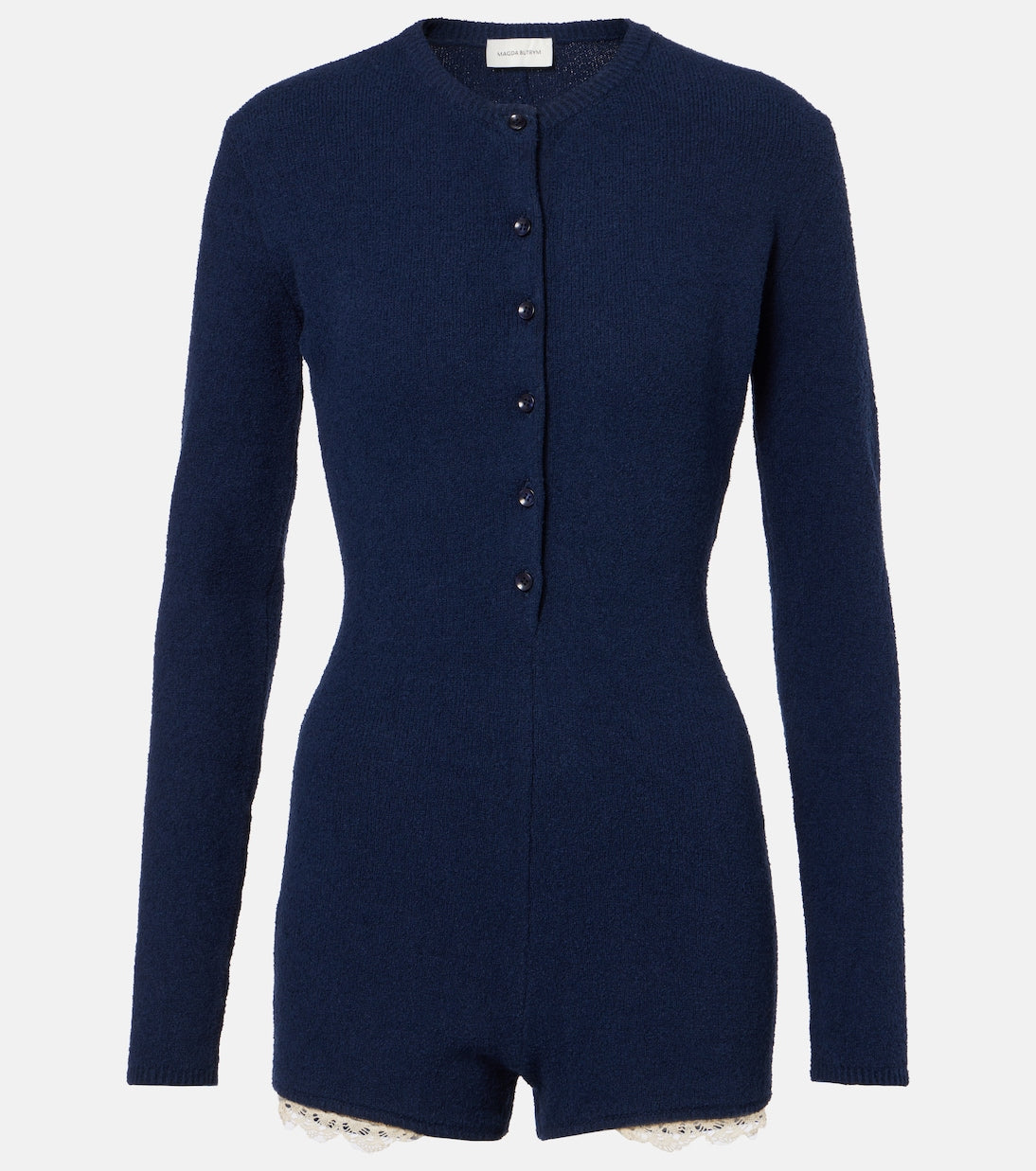 Magda Butrym - Lace-trimmed knitted cotton-blend romper