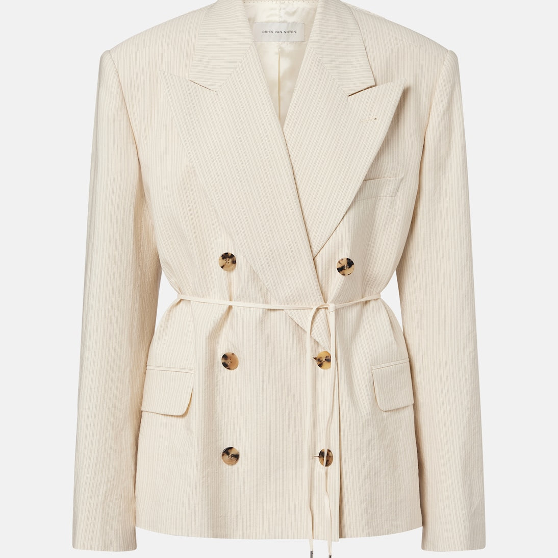 Dries Van Noten - Pinstripe double-breasted cotton-blend blazer