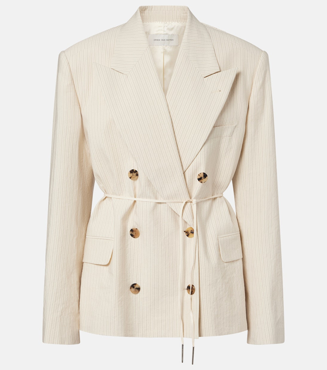 Dries Van Noten - Pinstripe double-breasted cotton-blend blazer
