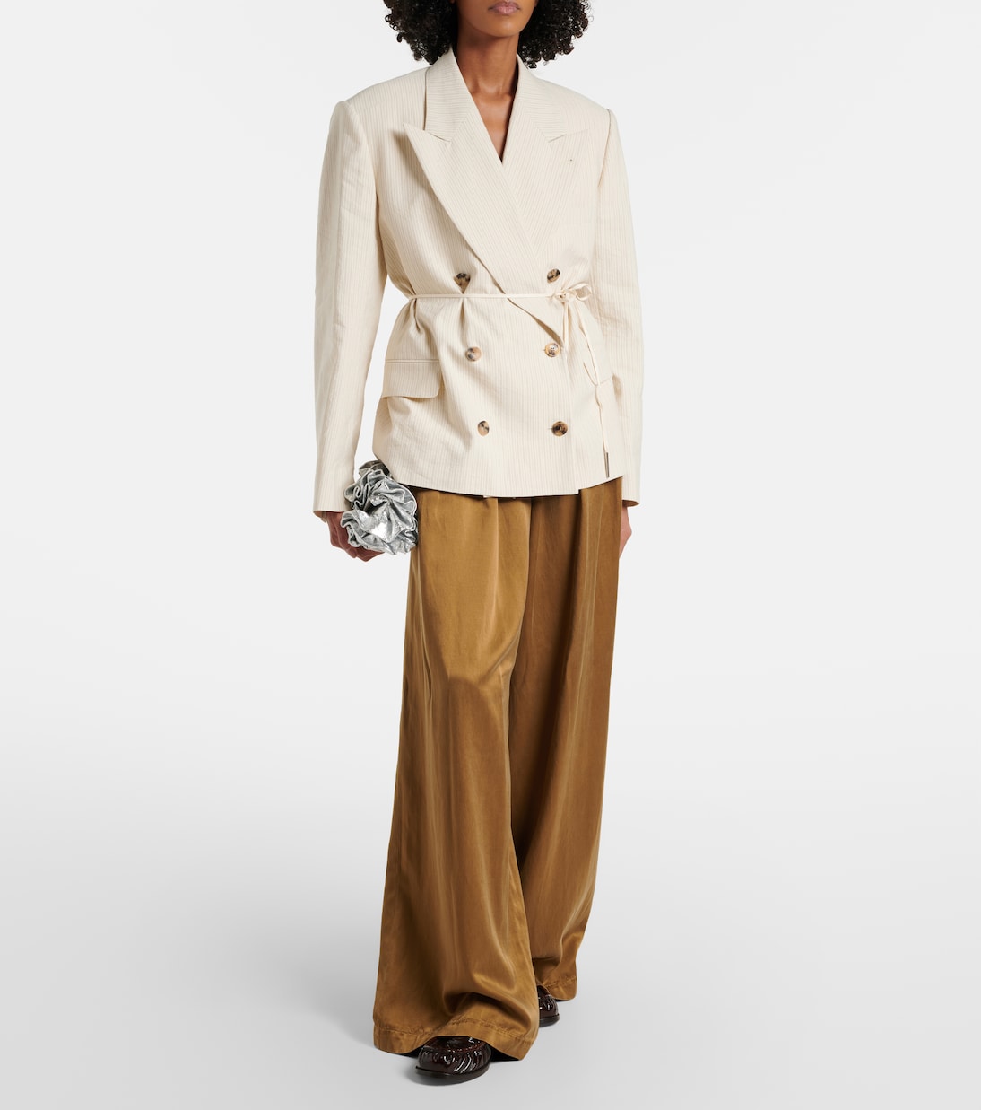 Dries Van Noten - Pinstripe double-breasted cotton-blend blazer