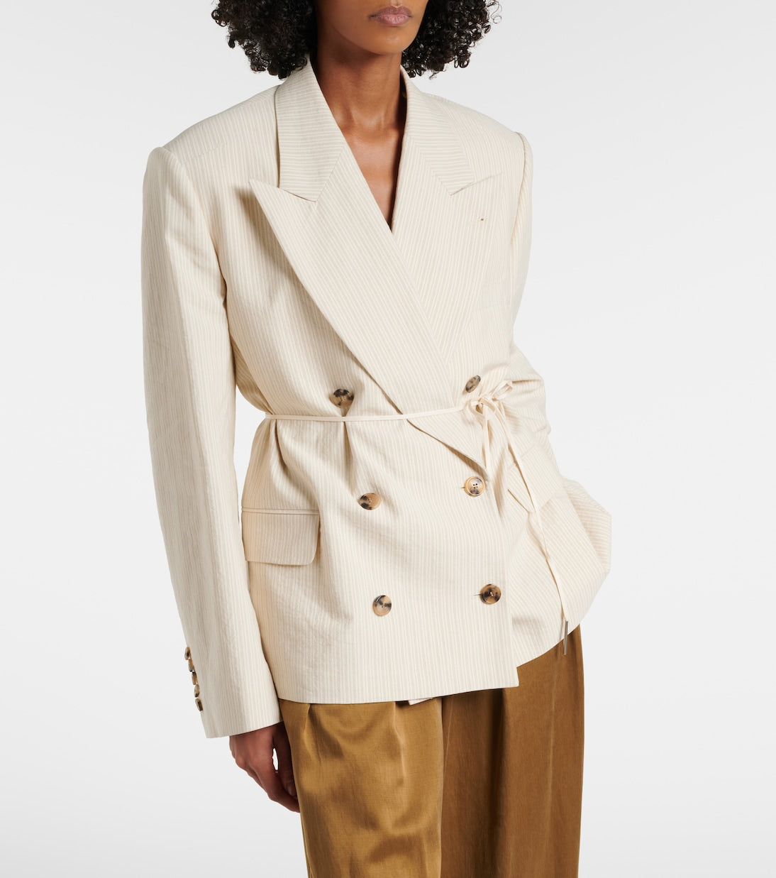 Dries Van Noten - Pinstripe double-breasted cotton-blend blazer