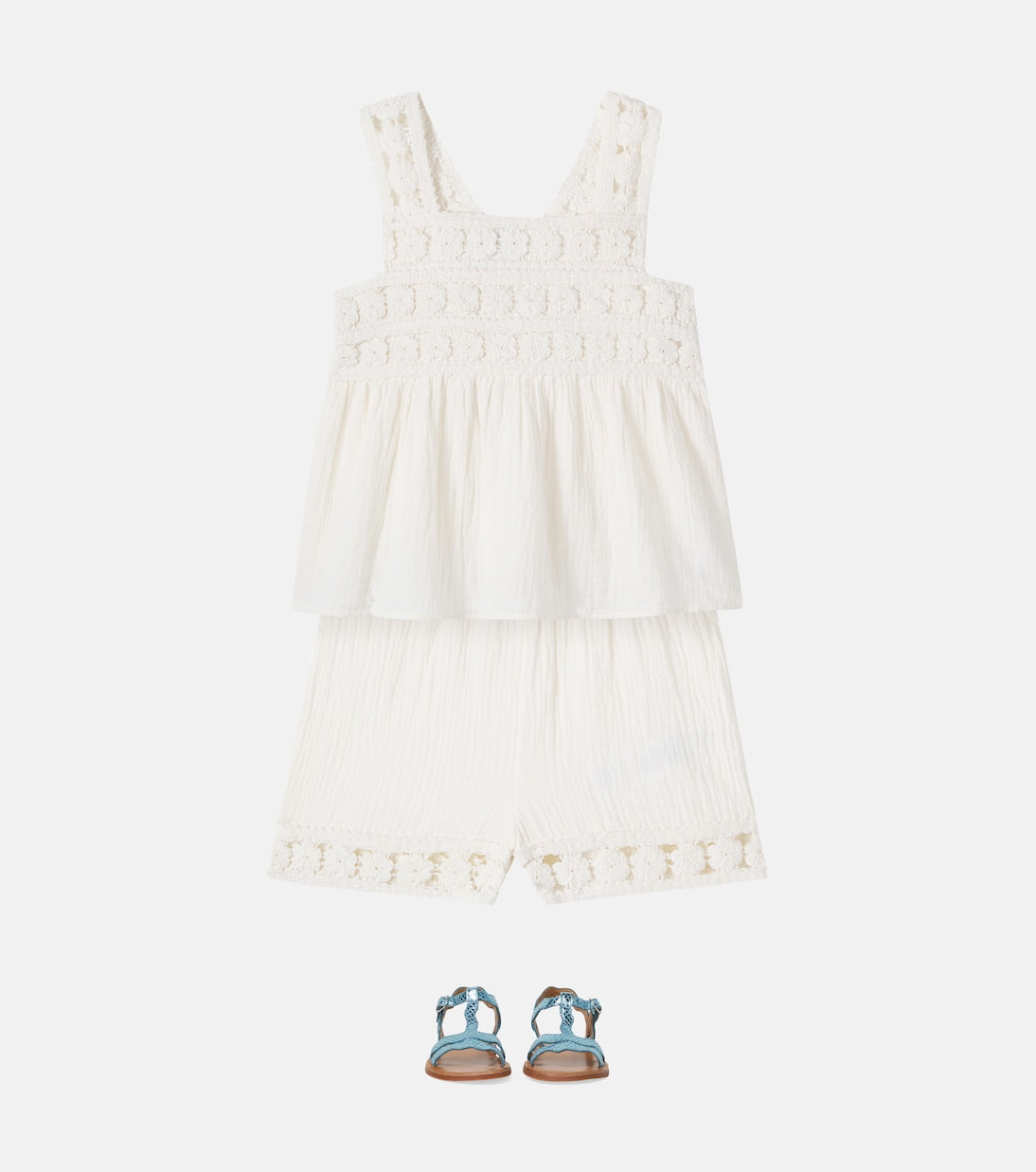 Bonton - Nouki crochet cotton top and shorts
