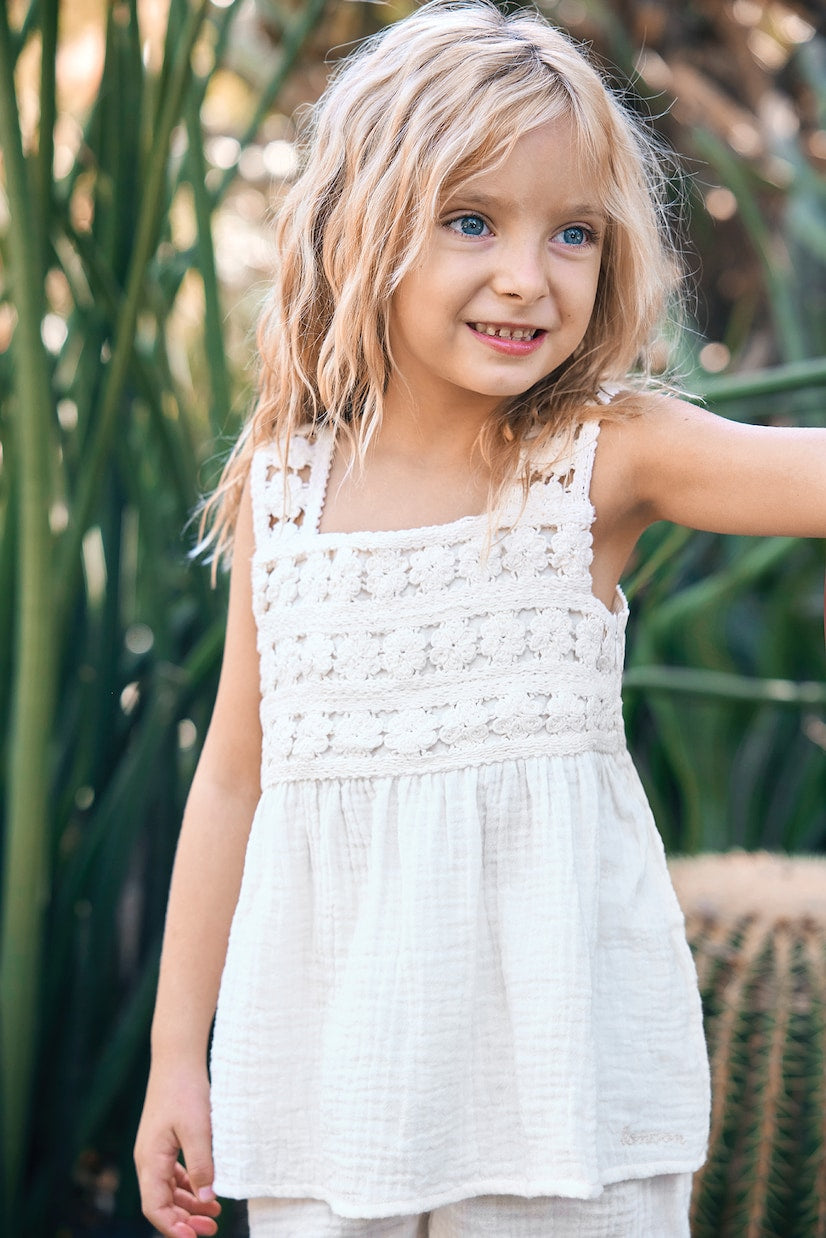 Bonton - Nouki crochet cotton top and shorts
