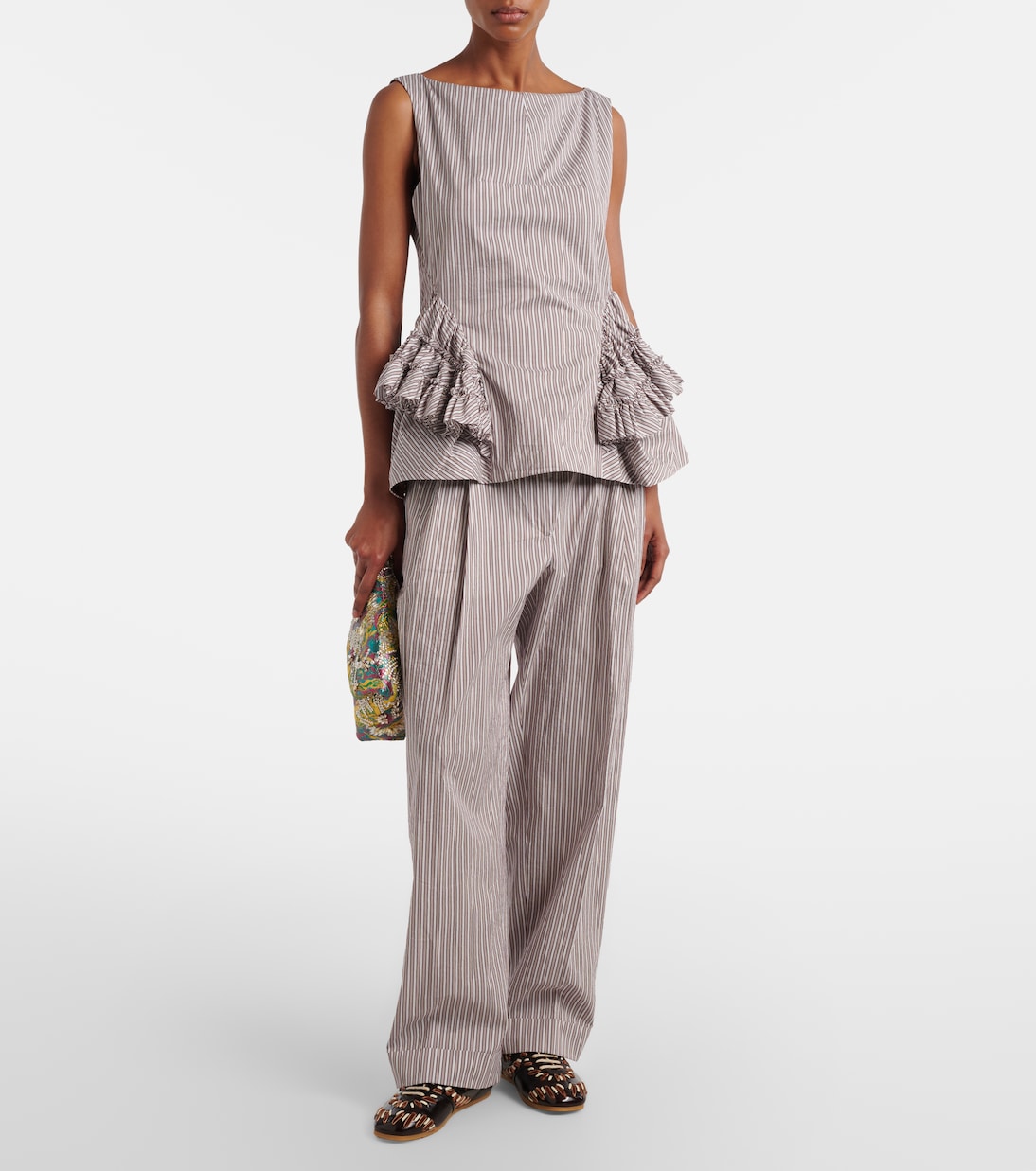 Dries Van Noten - Striped cotton and silk pants