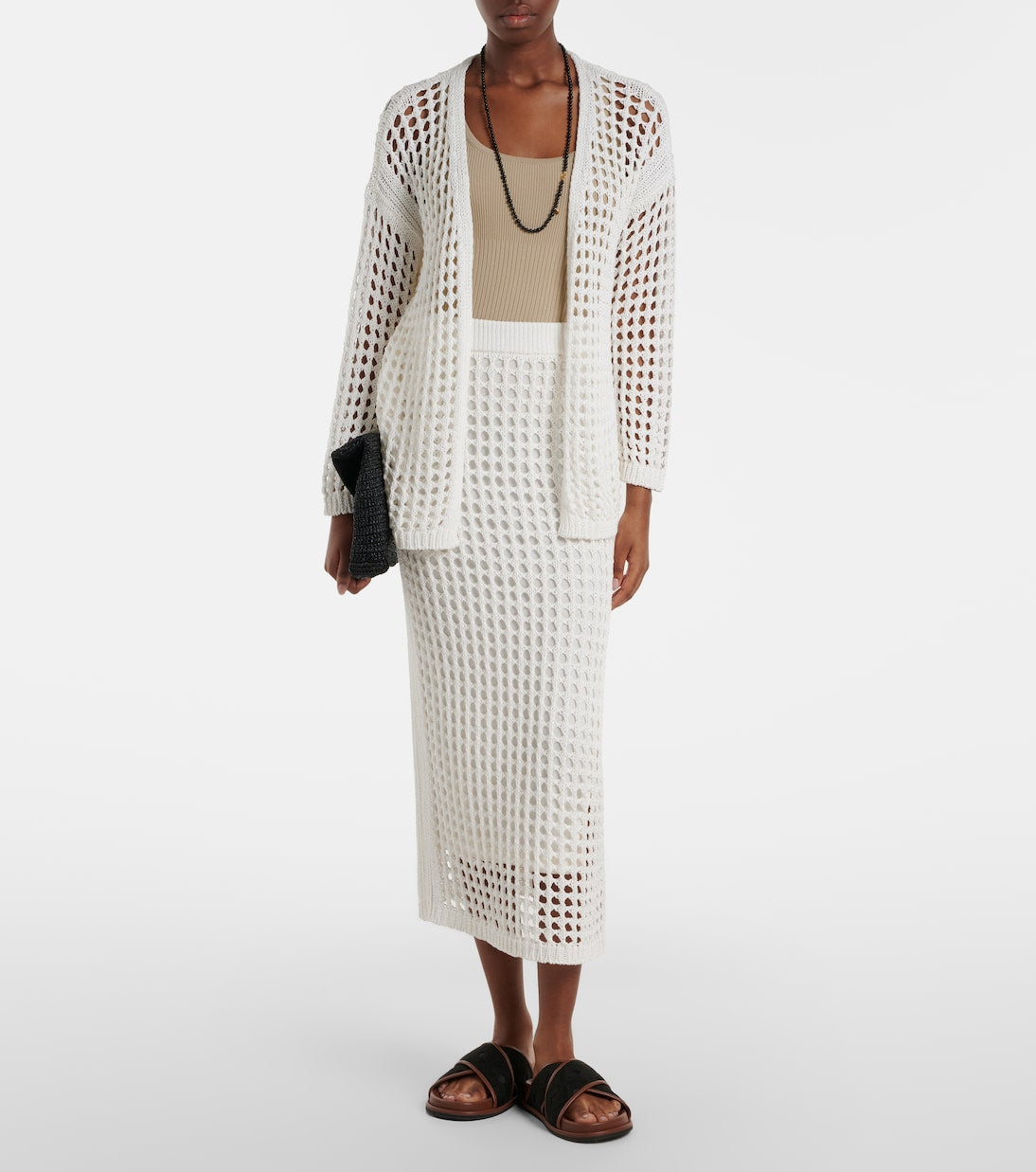 Max Mara - Geode open-knit cotton midi skirt
