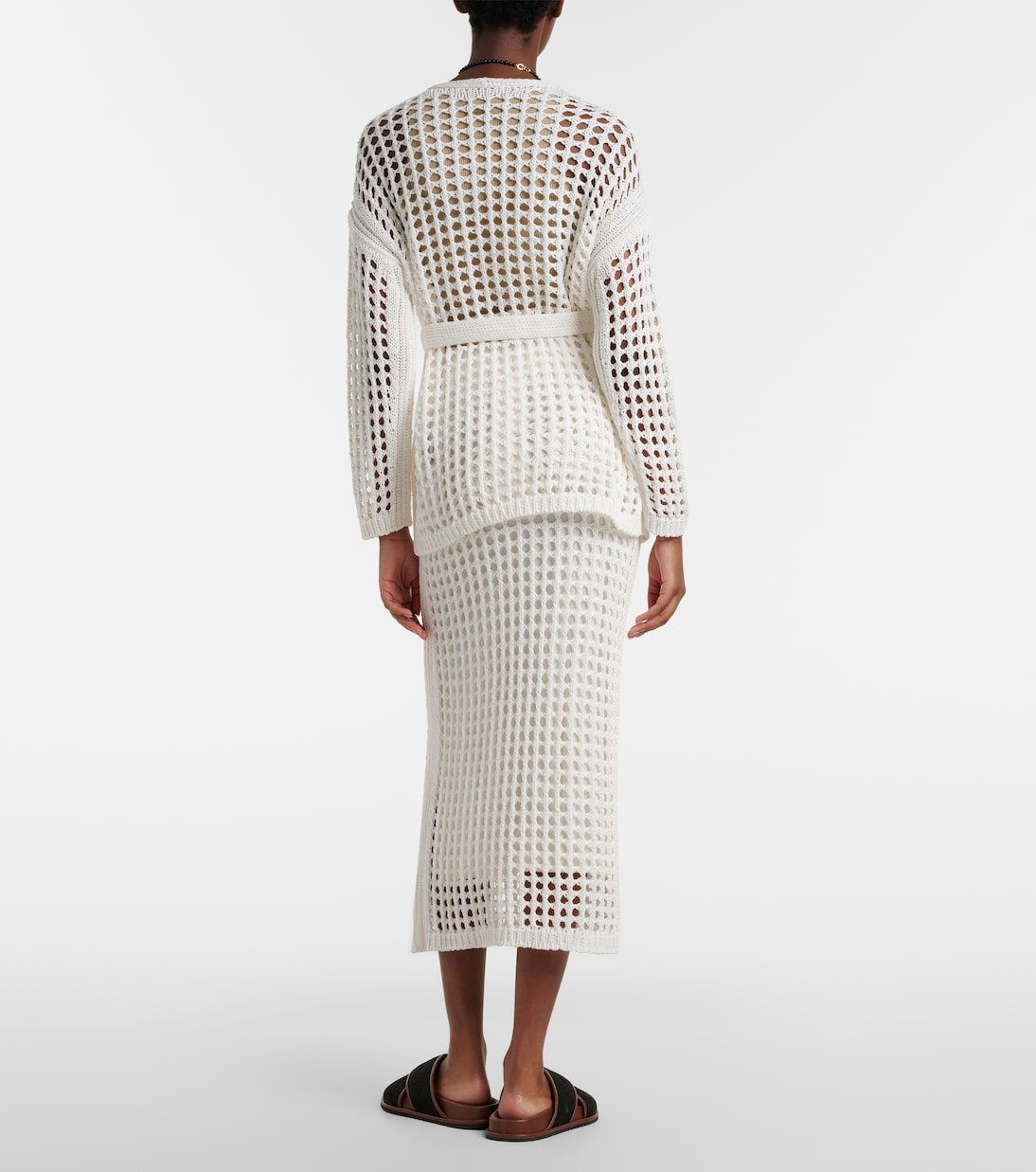 Max Mara - Geode open-knit cotton midi skirt