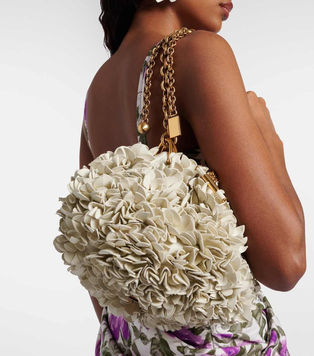 Chloé - Chloé Plissé floral leather shoulder bag