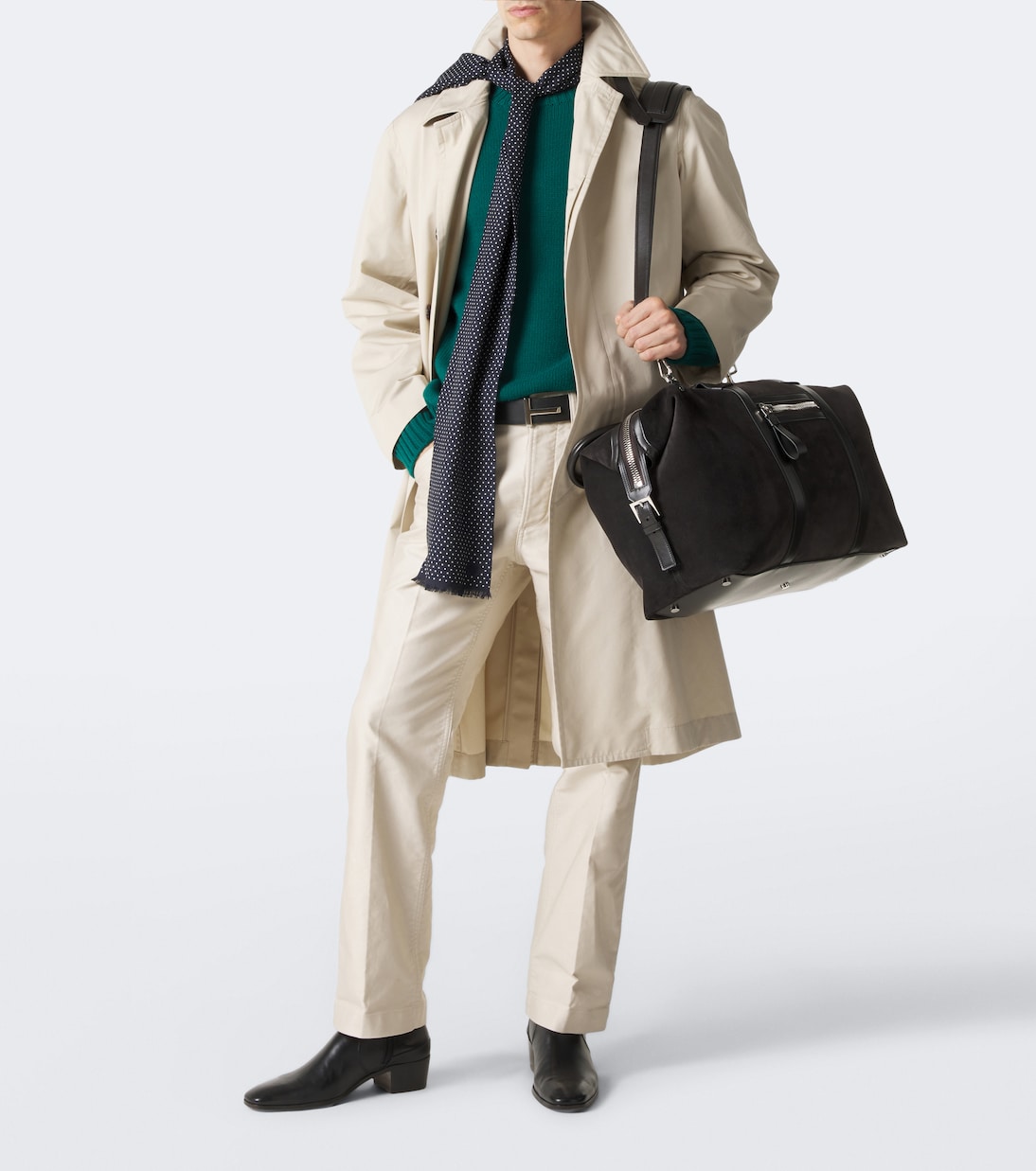 Tom Ford - Buckley leather-trimmed suede duffel bag