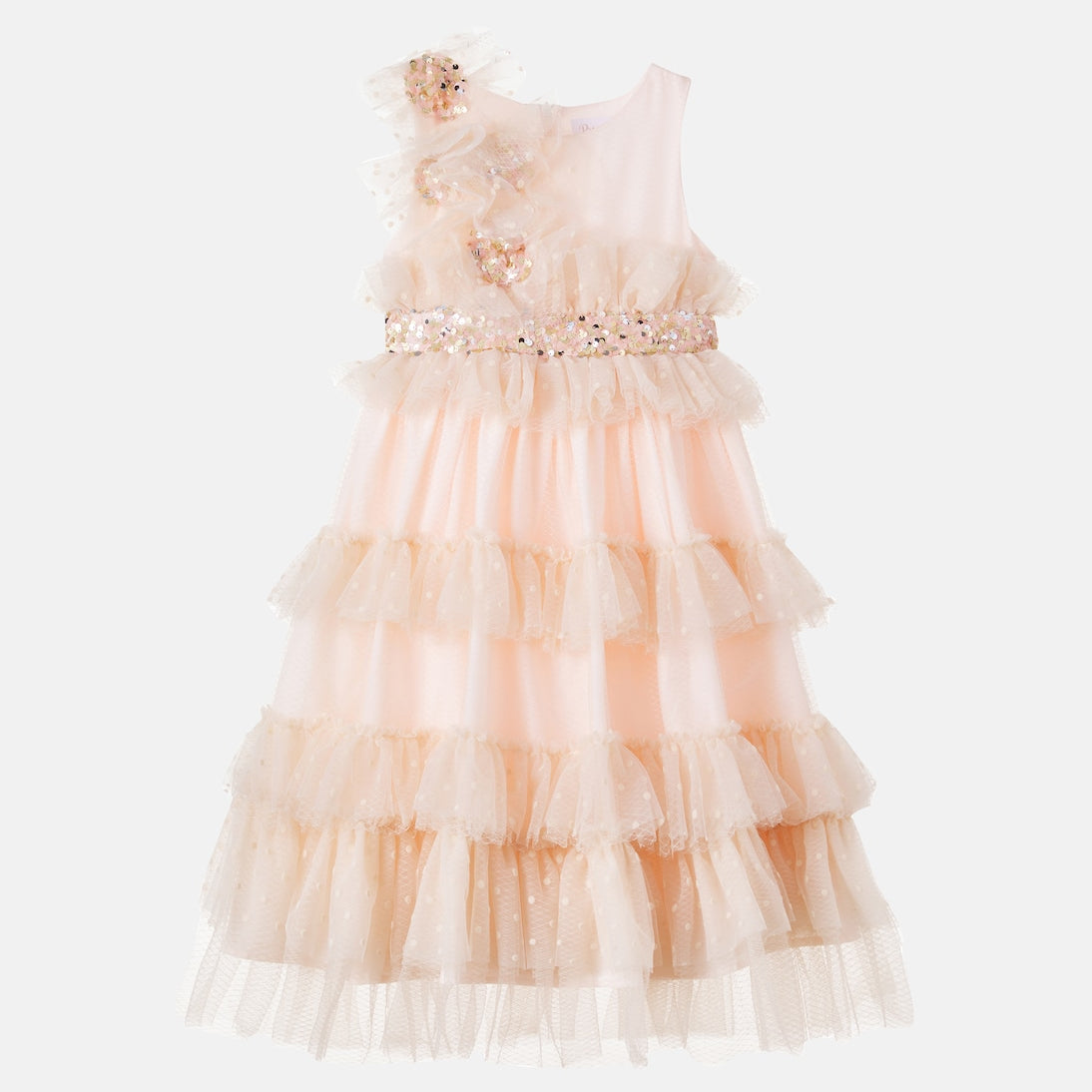 Patachou - Sequined ruffled tulle dress
