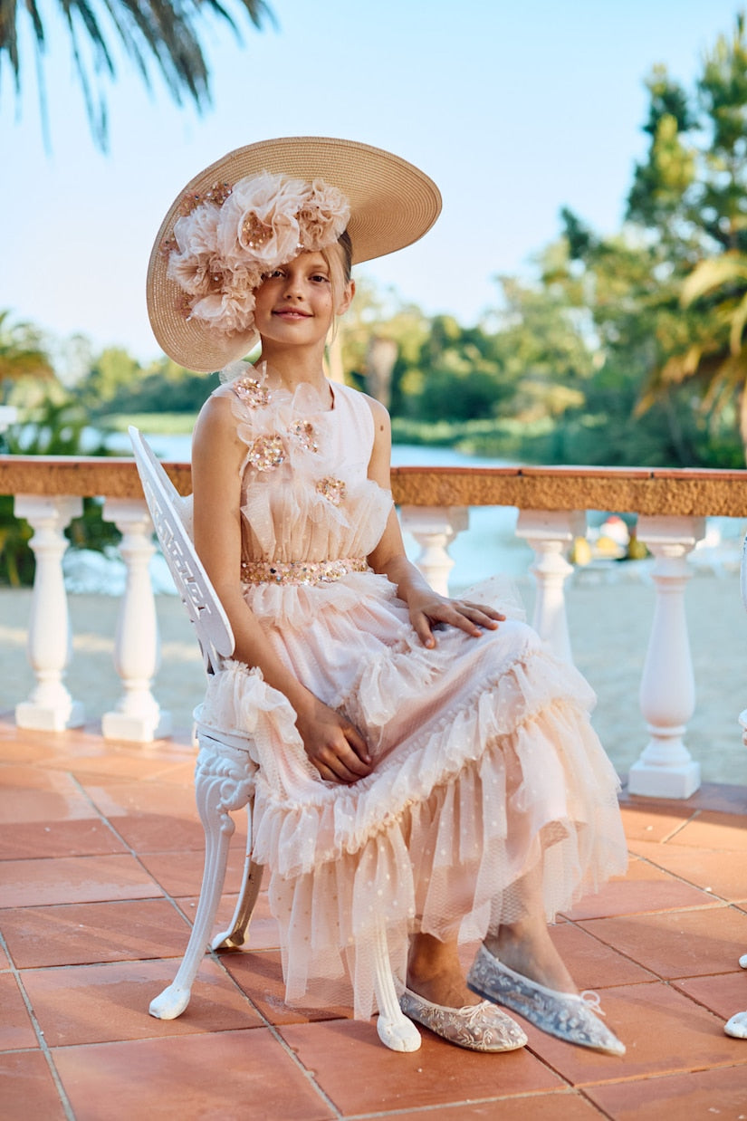 Patachou - Sequined ruffled tulle dress