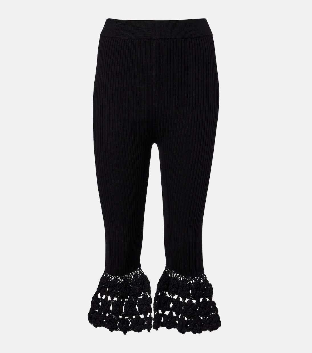 Ganni - Crochet-trimmed ribbed cotton-blend capri pants