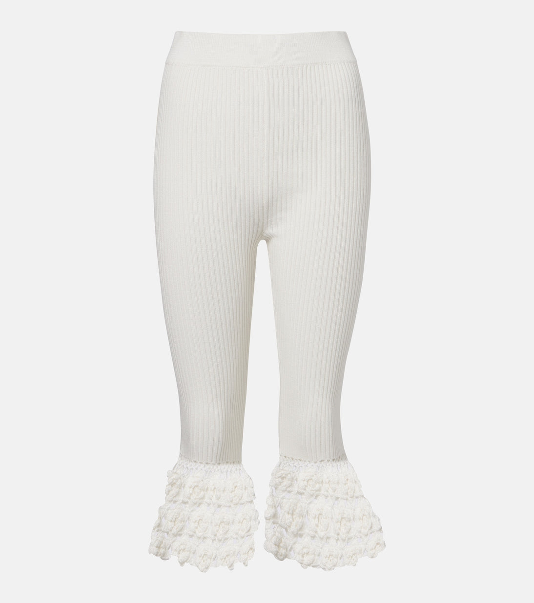 Ganni - Crochet-trimmed ribbed cotton-blend capri pants