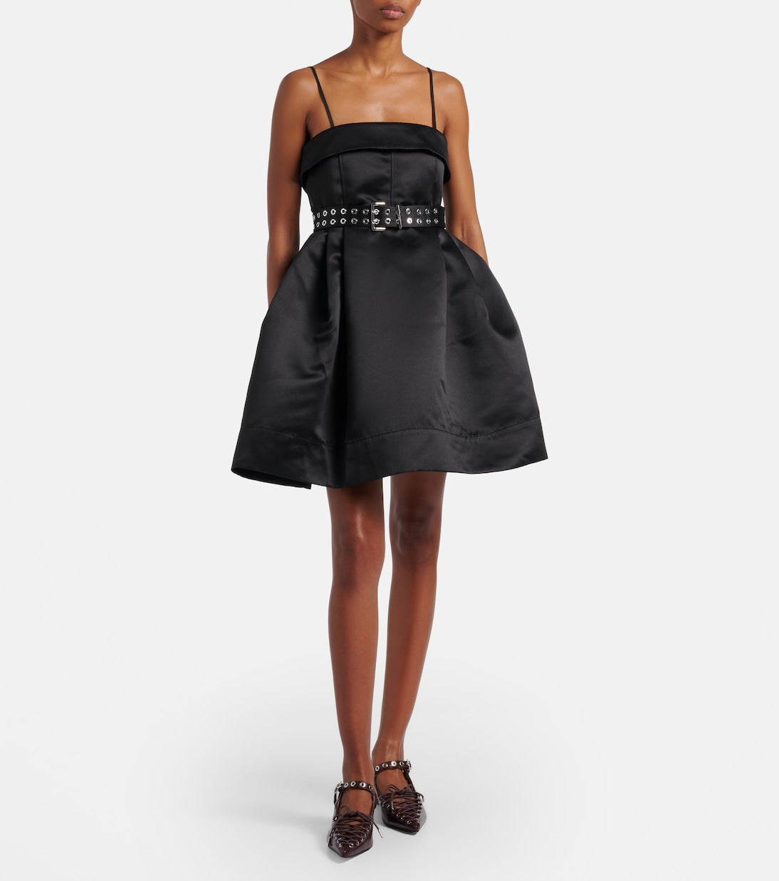 Ganni - Belted satin minidress