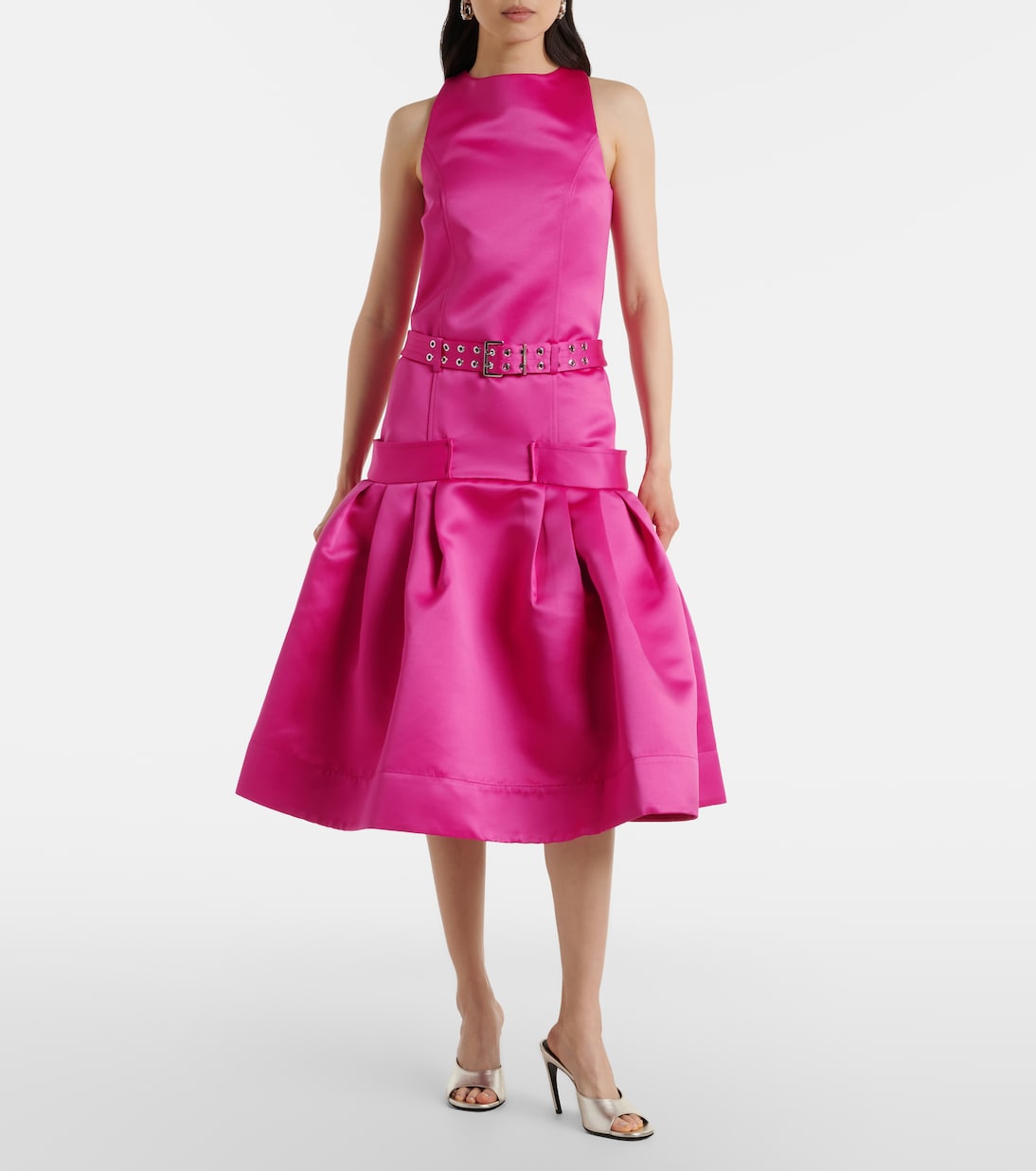 Ganni - Belted satin midi dress