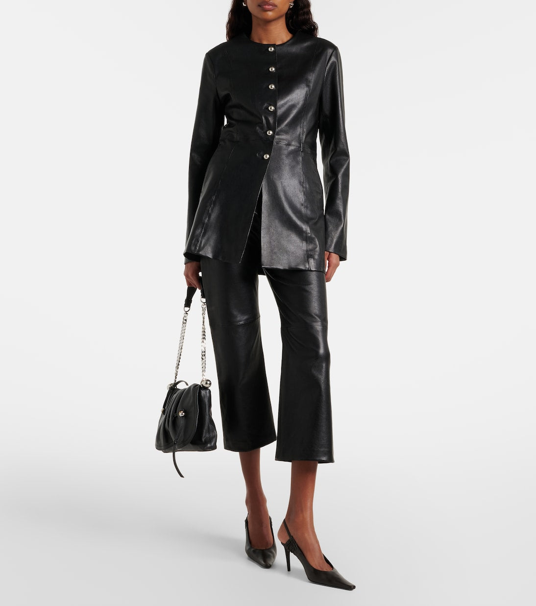 Nour Hammour - Leather cropped slim pants