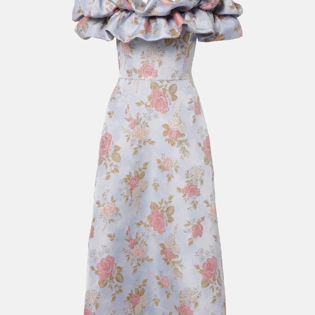Markarian - Floral lamé brocade midi dress