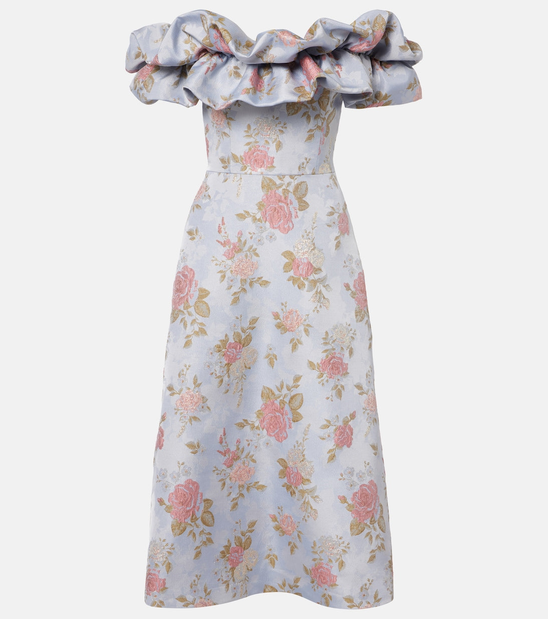 Markarian - Floral lamé brocade midi dress