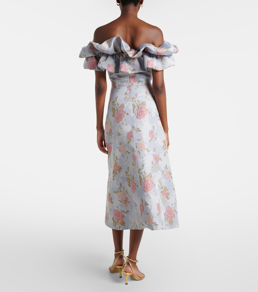 Markarian - Floral lamé brocade midi dress