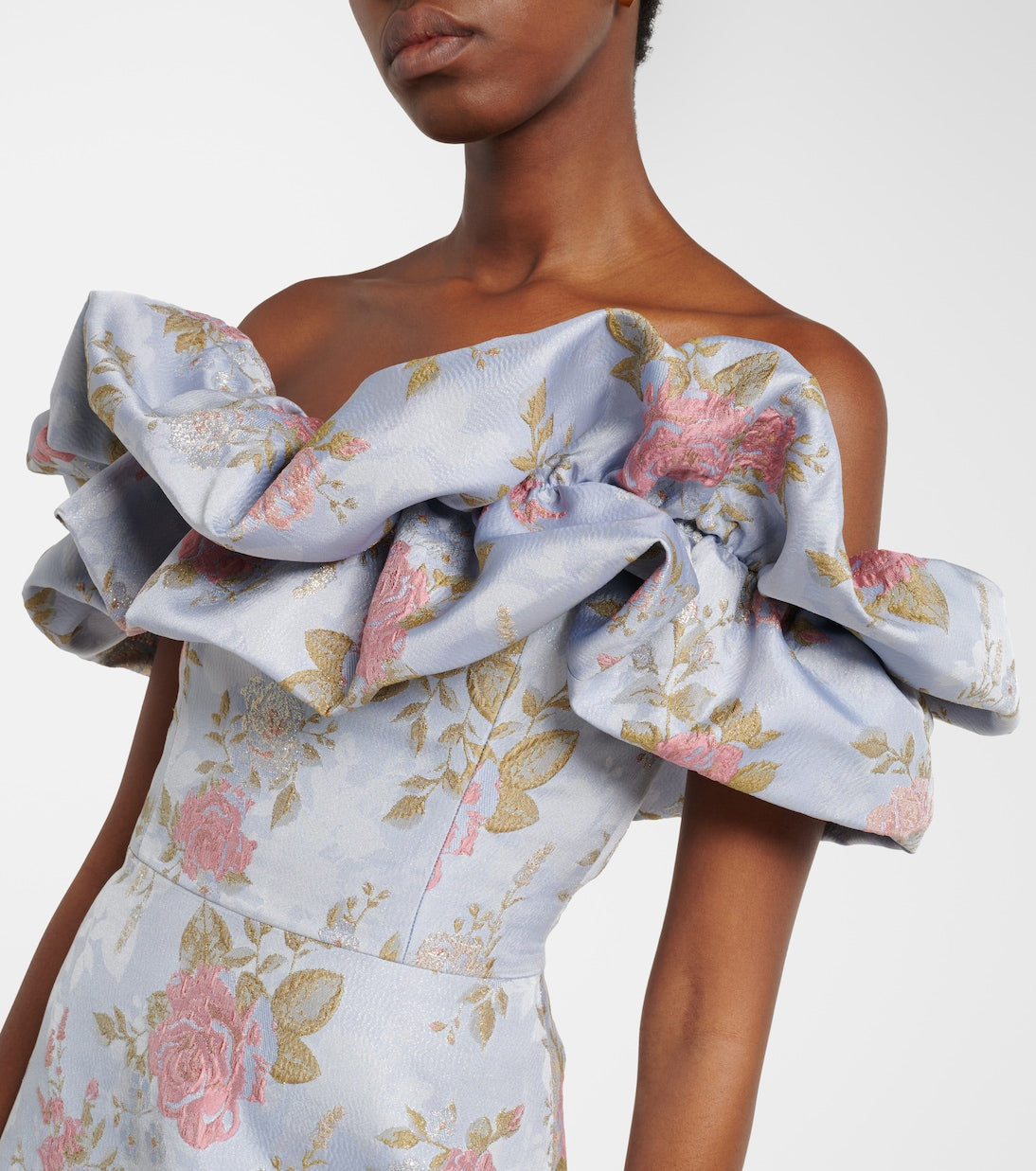 Markarian - Floral lamé brocade midi dress