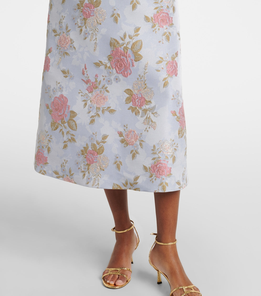 Markarian - Floral lamé brocade midi dress