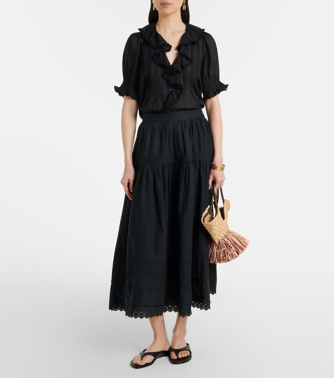 Dôen - Sebastiane cotton poplin midi skirt