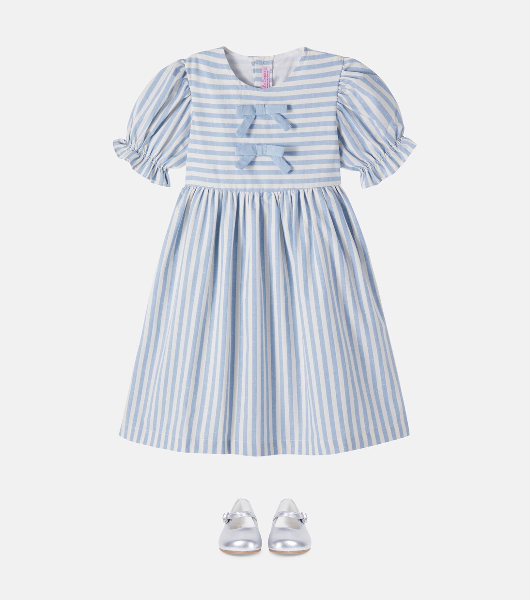 La Coqueta - Luciana bow-detail striped cotton dress