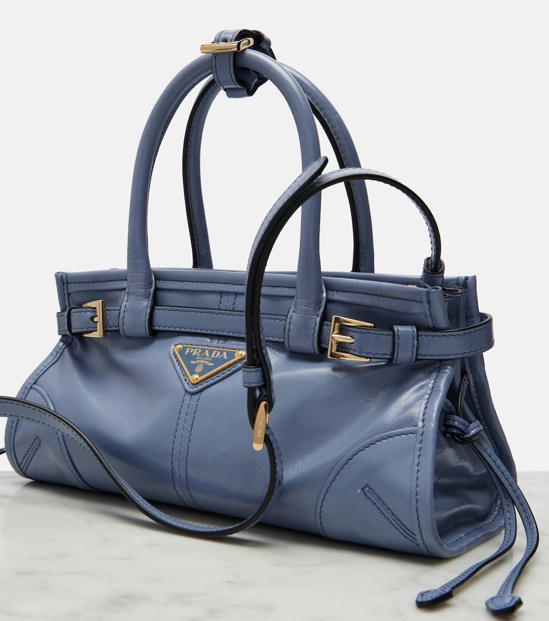 Prada - Prada Bonnie Mini leather top-handle bag
