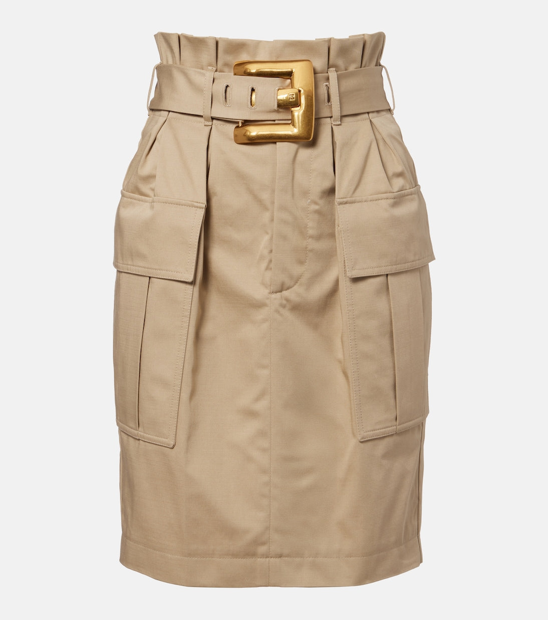 Balmain - Belted cotton gabardine miniskirt