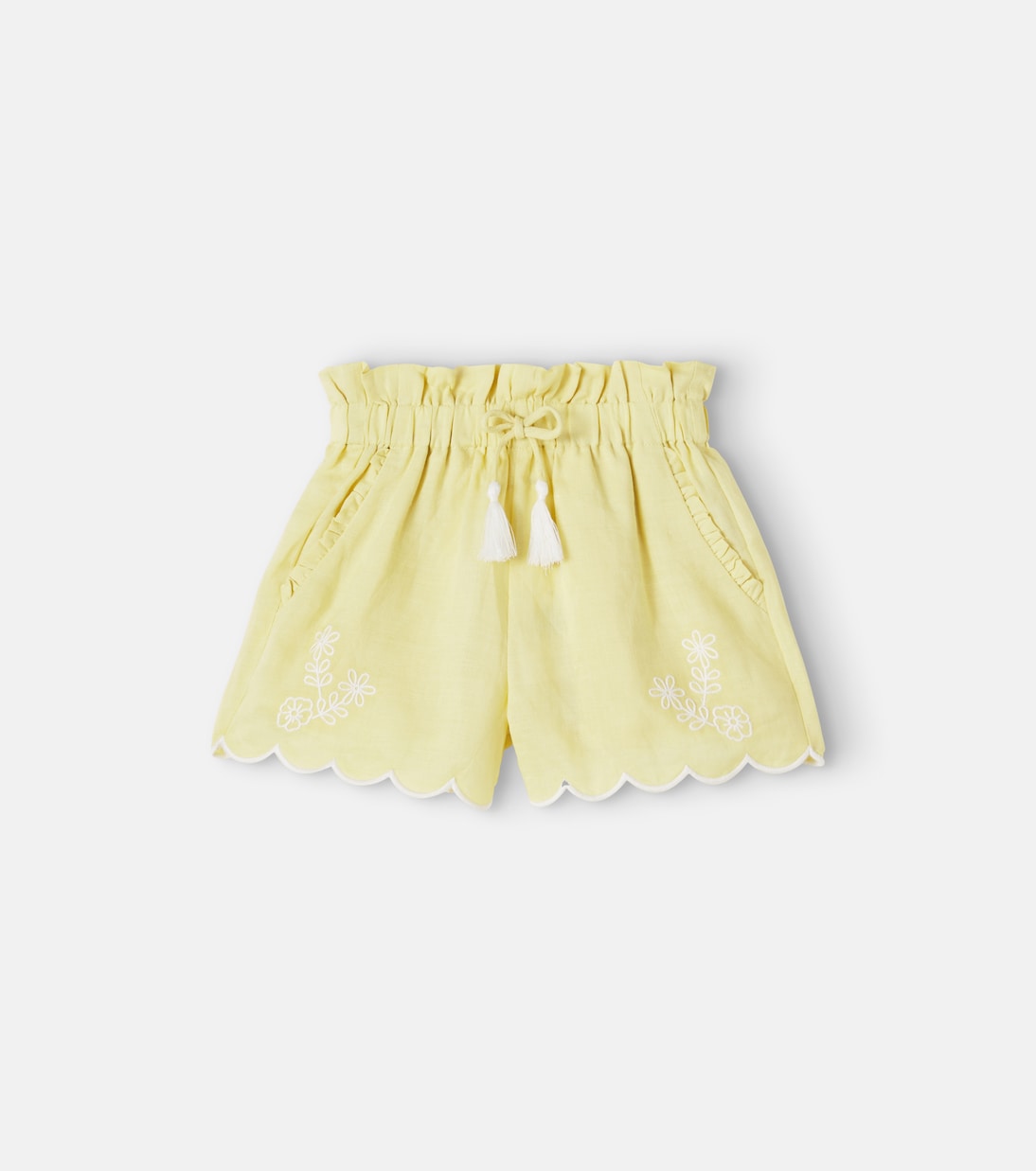 C'era Una Volta - Embroidered ramie shorts