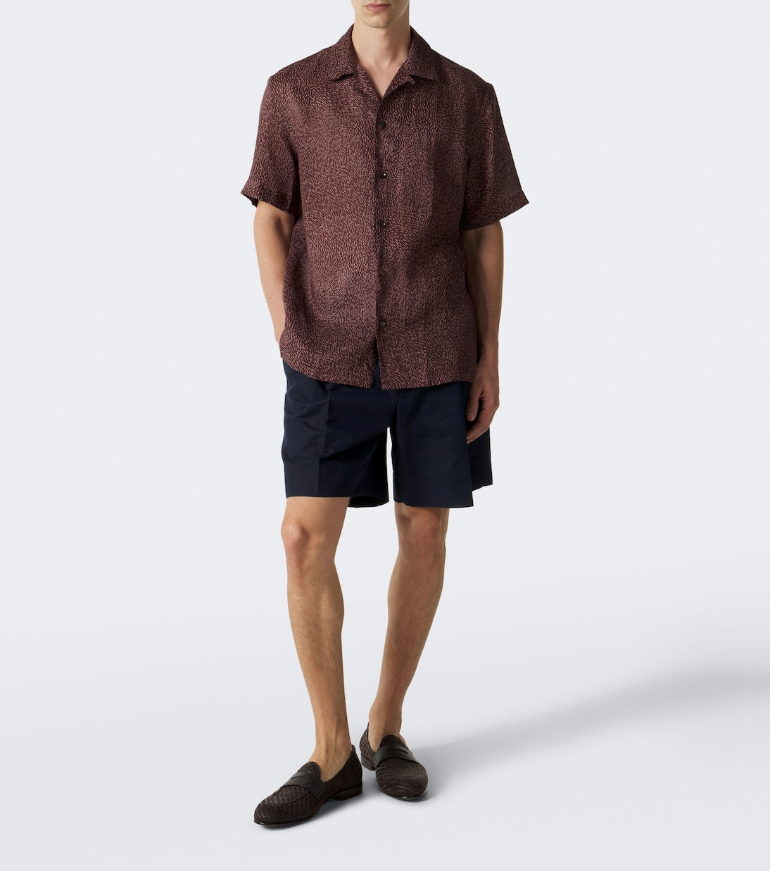 Brioni - Printed linen bowling shirt