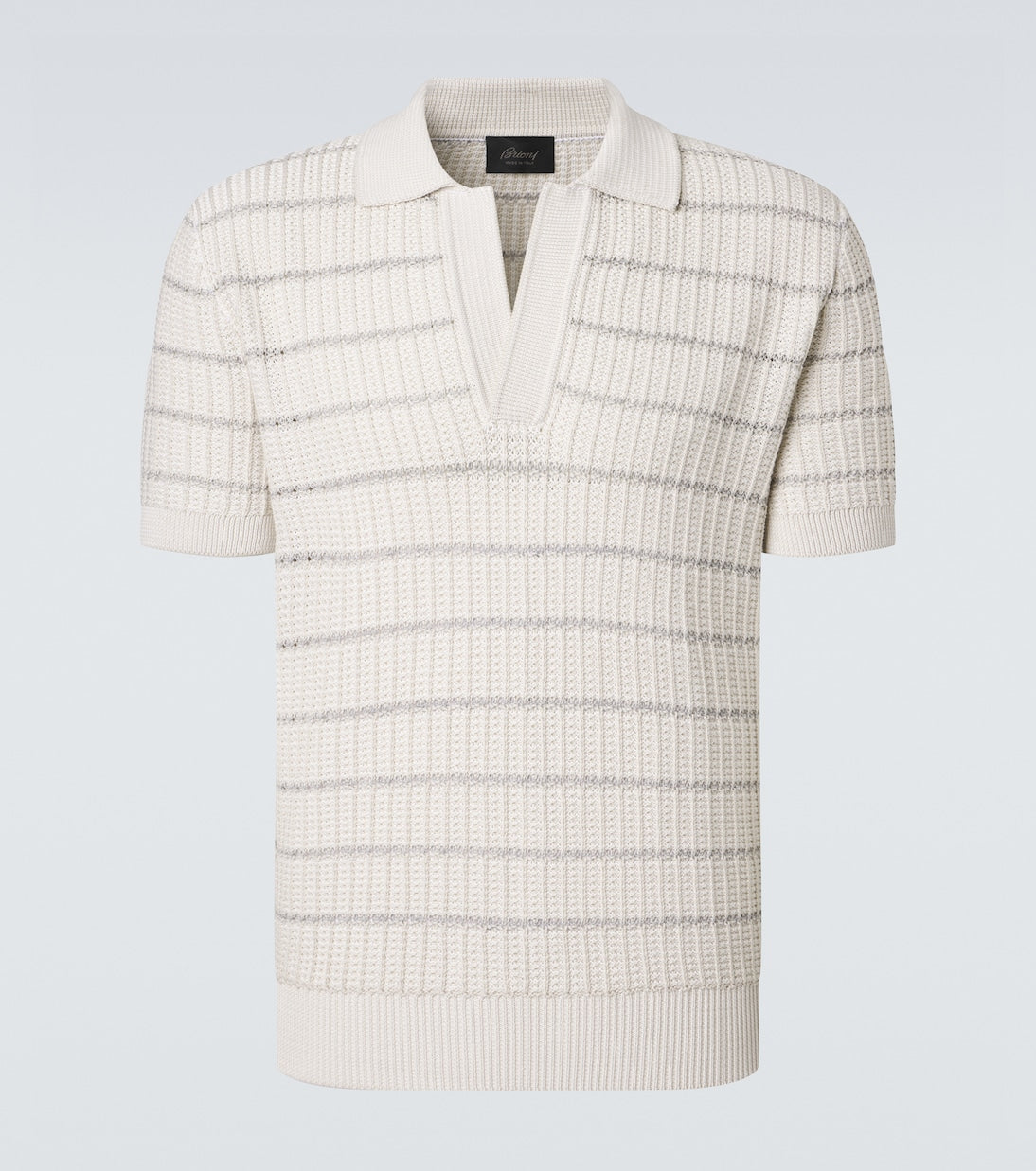 Brioni - Embroidered cotton and linen polo shirt