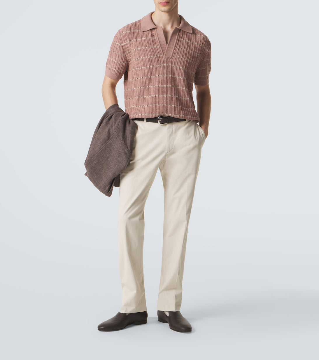 Brioni - Embroidered cotton and linen polo shirt