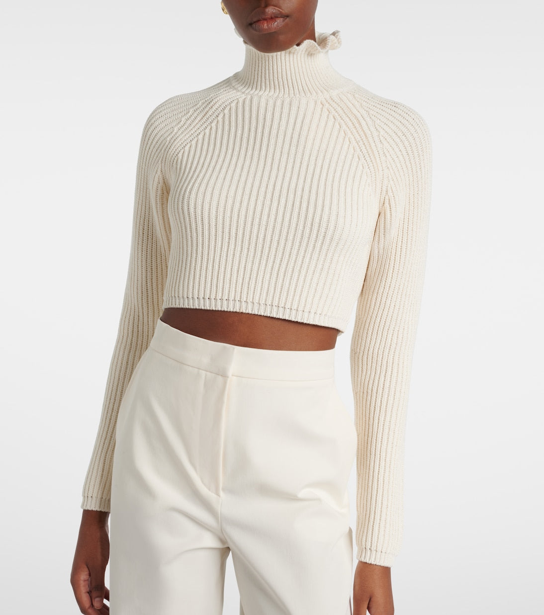 Max Mara - Campo ribbed-knit cropped turtleneck sweater