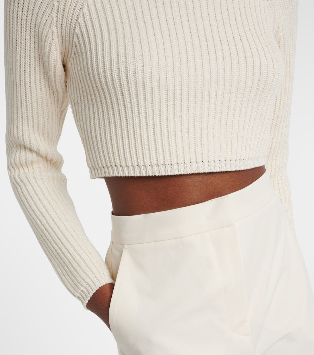 Max Mara - Campo ribbed-knit cropped turtleneck sweater
