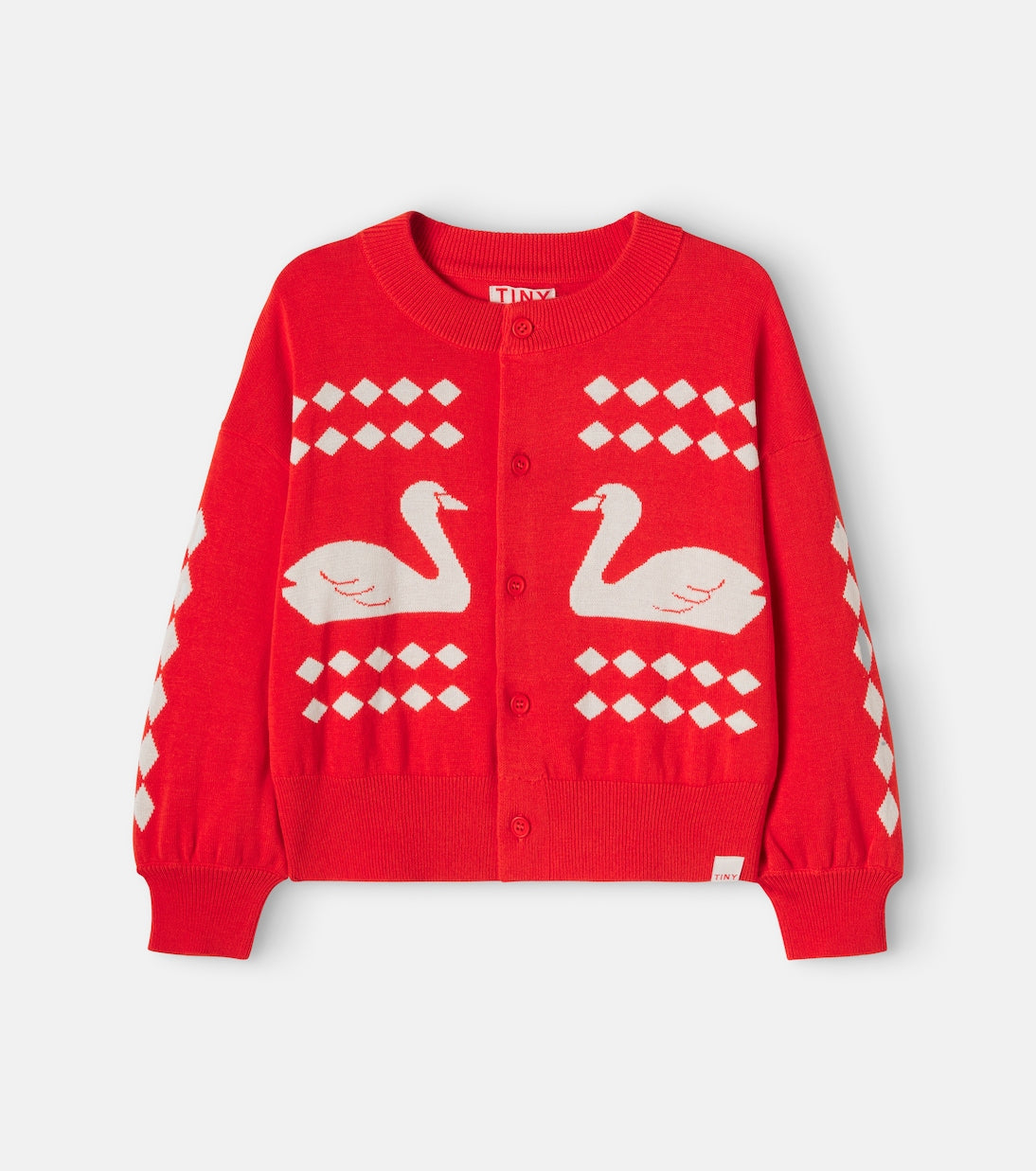 Tinycottons - Swans argyle cotton cardigan