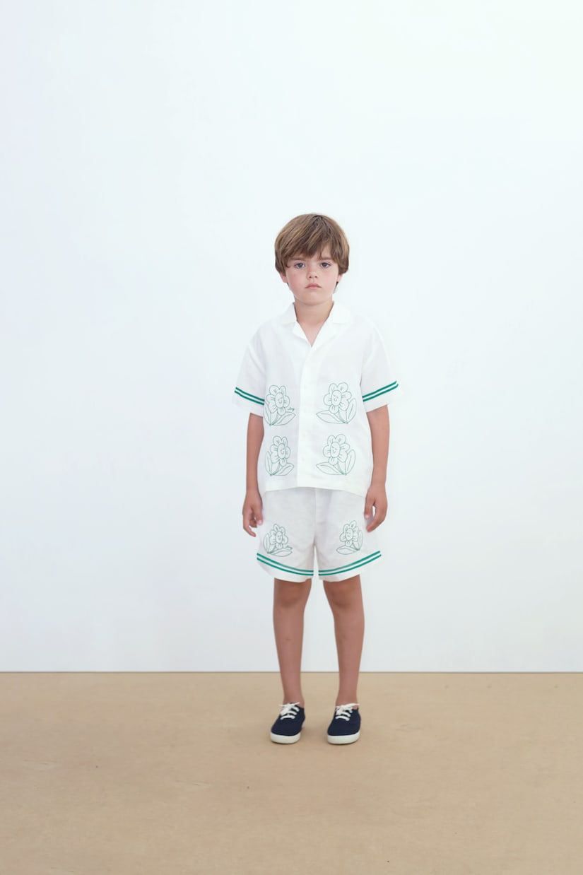 Tinycottons - Daisies embroidered linen and cotton shirt