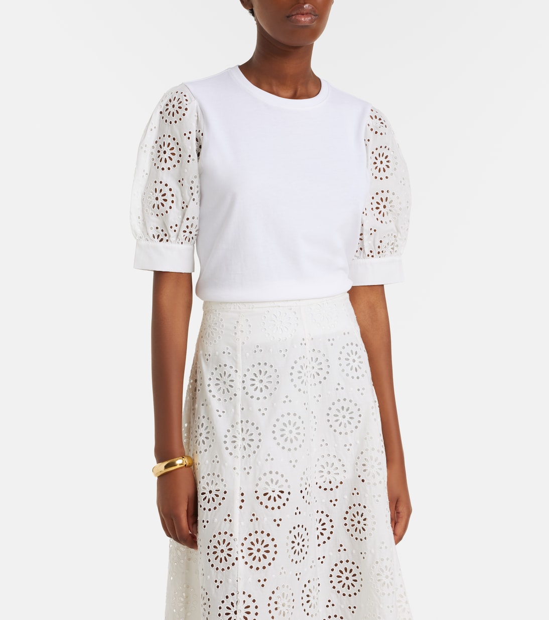 Frame - The Deco broderie anglaise cotton T-shirt