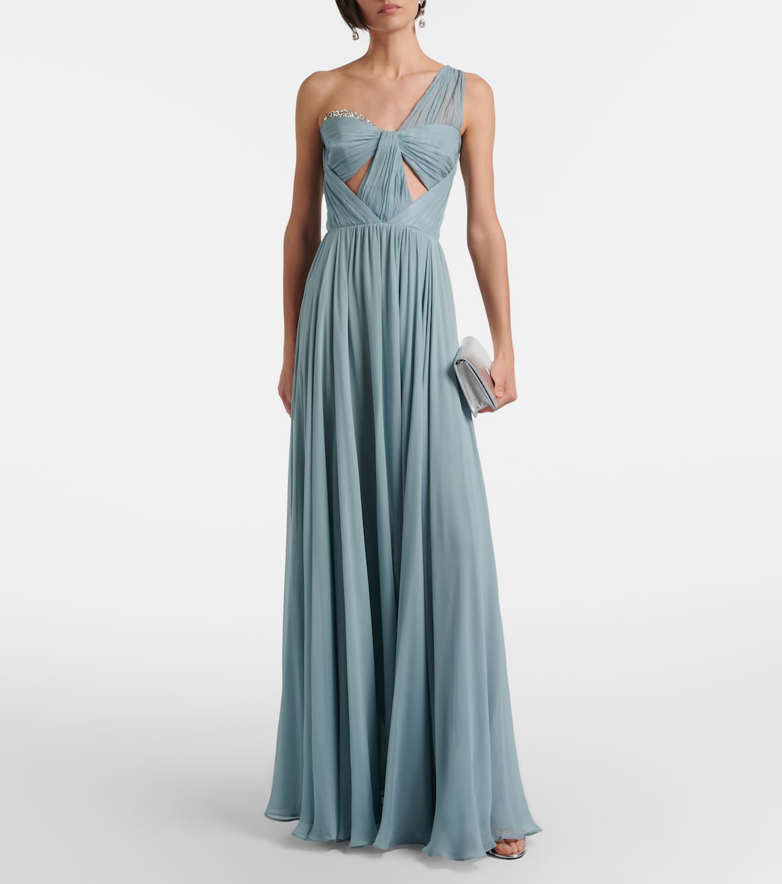 The New Arrivals Ilkyaz Ozel - Sahra embellished draped silk gown