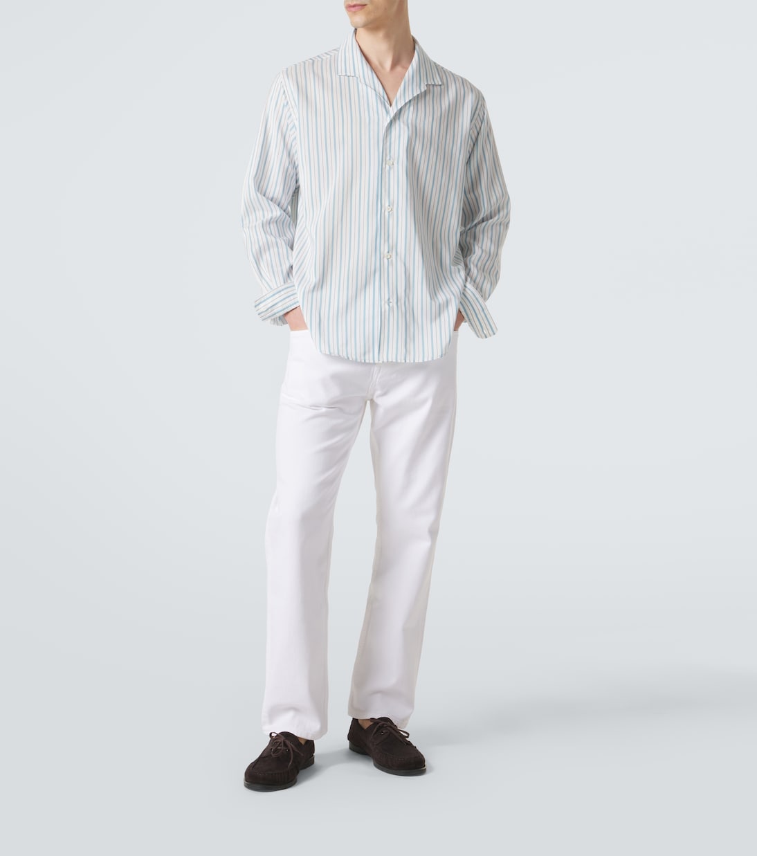 Umit Benan - Franco pinstripe silk and cotton shirt