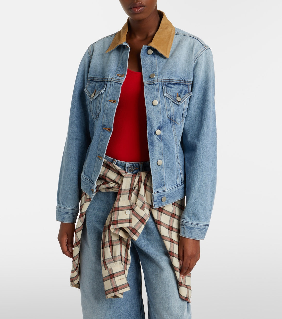 Róhe - Suede-trimmed denim jacket