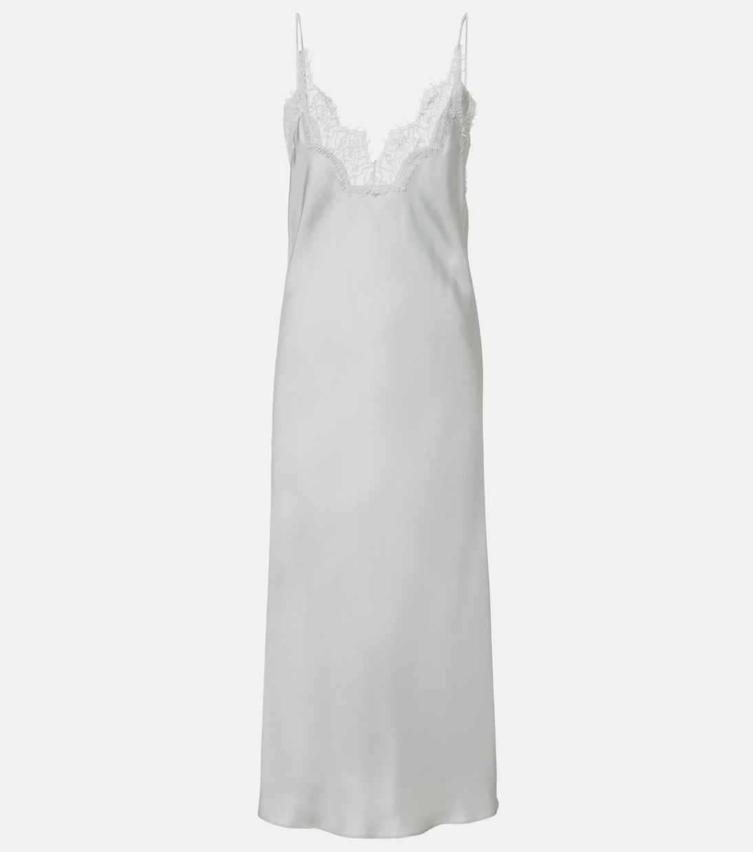 Róhe - Lace-trimmed silk slip dress