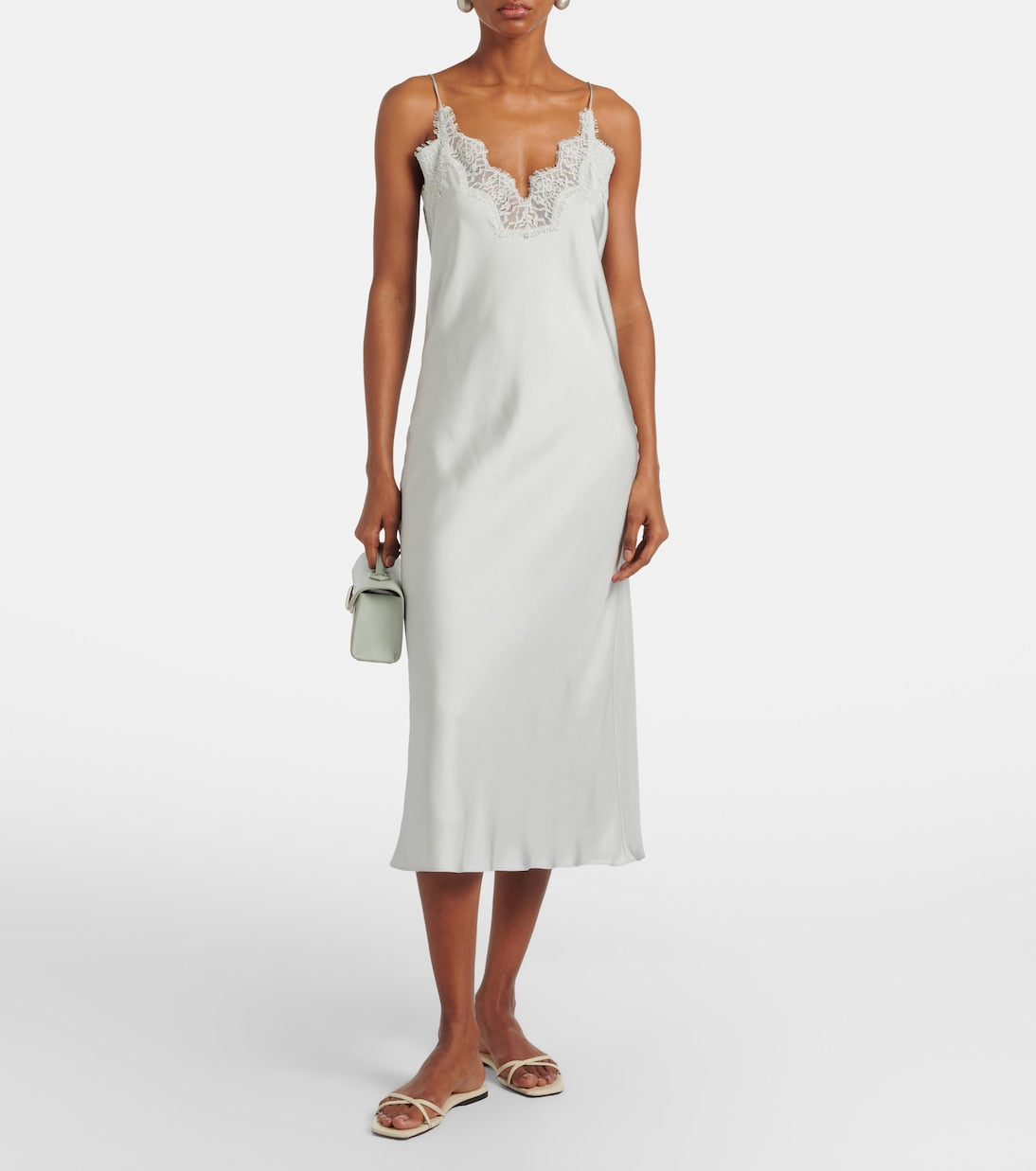 Róhe - Lace-trimmed silk slip dress