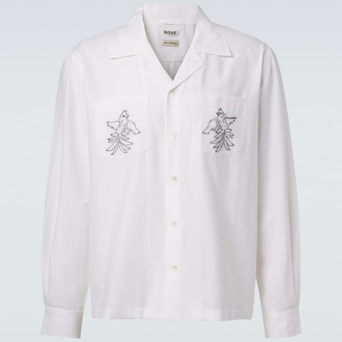 Bode - Embroidered cotton and silk shirt