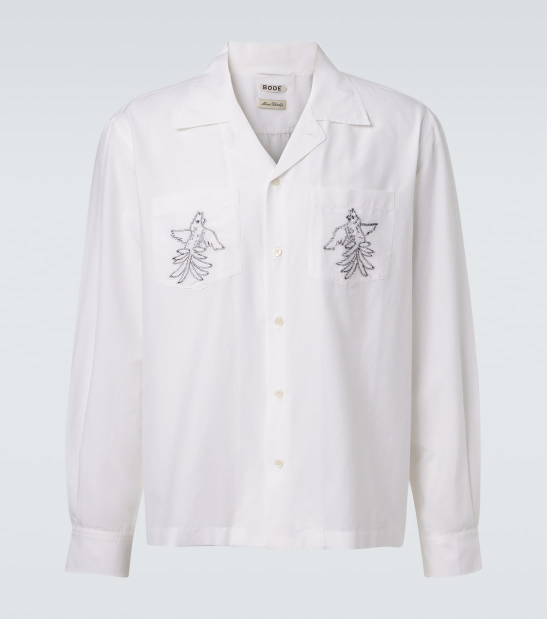 Bode - Embroidered cotton and silk shirt