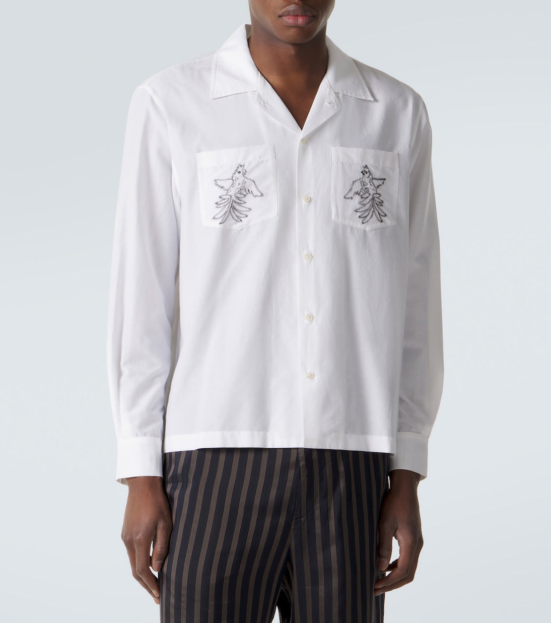 Bode - Embroidered cotton and silk shirt