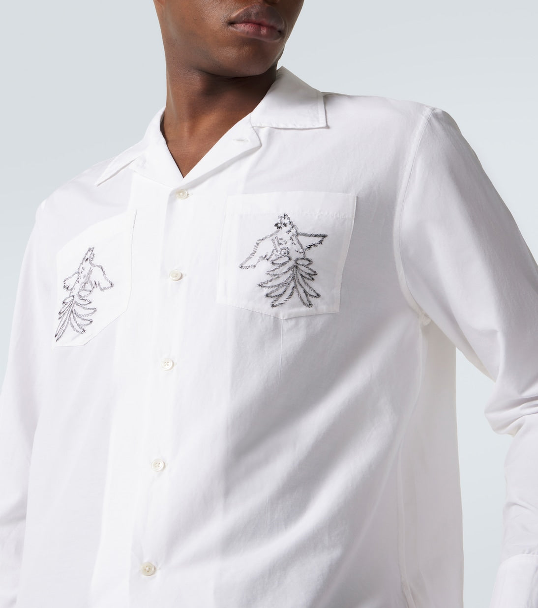 Bode - Embroidered cotton and silk shirt