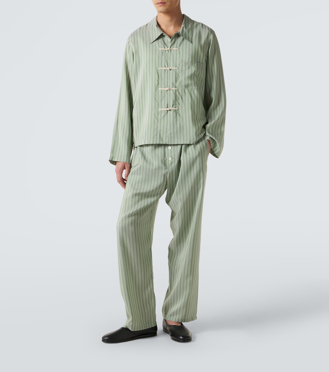 Bode - Sylvan striped silk straight pants